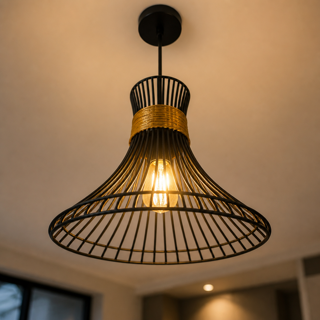 Minimalist Gold & Black Conical Pendant Light