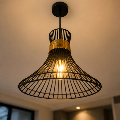 Minimalist Gold & Black Conical Pendant Light