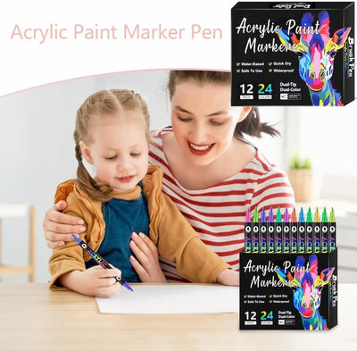 Acrylic Markers Dual-Tip Fine & Broad Quick-Drying Multi-Surface