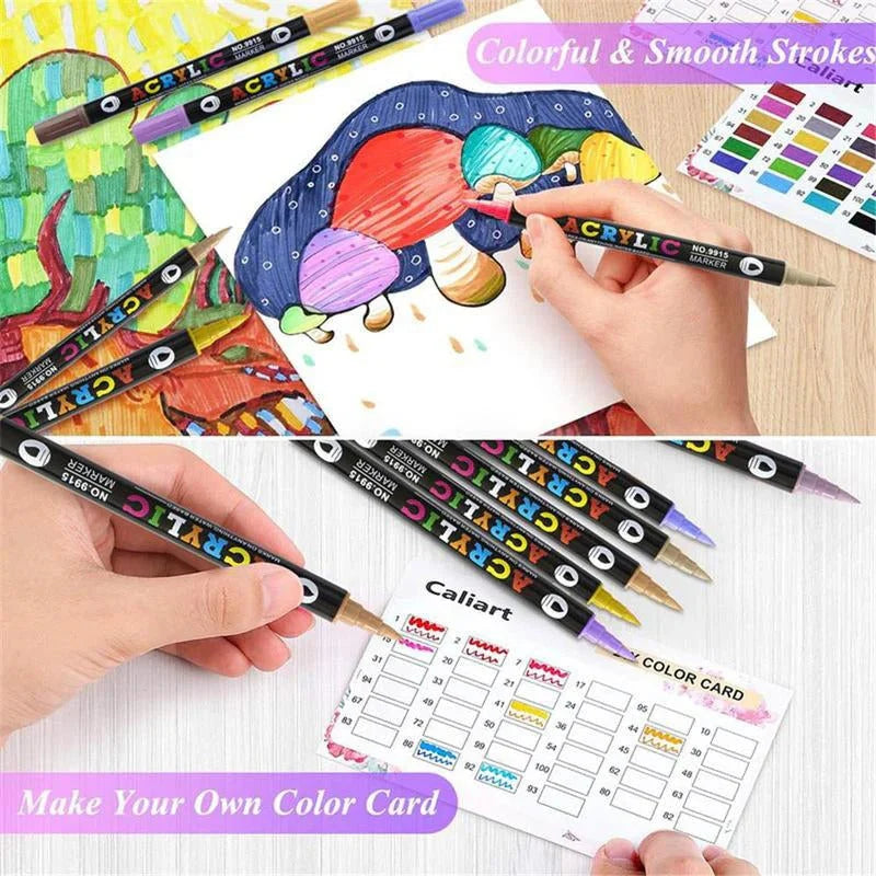 Acrylic Markers Dual-Tip Fine & Broad Quick-Drying Multi-Surface
