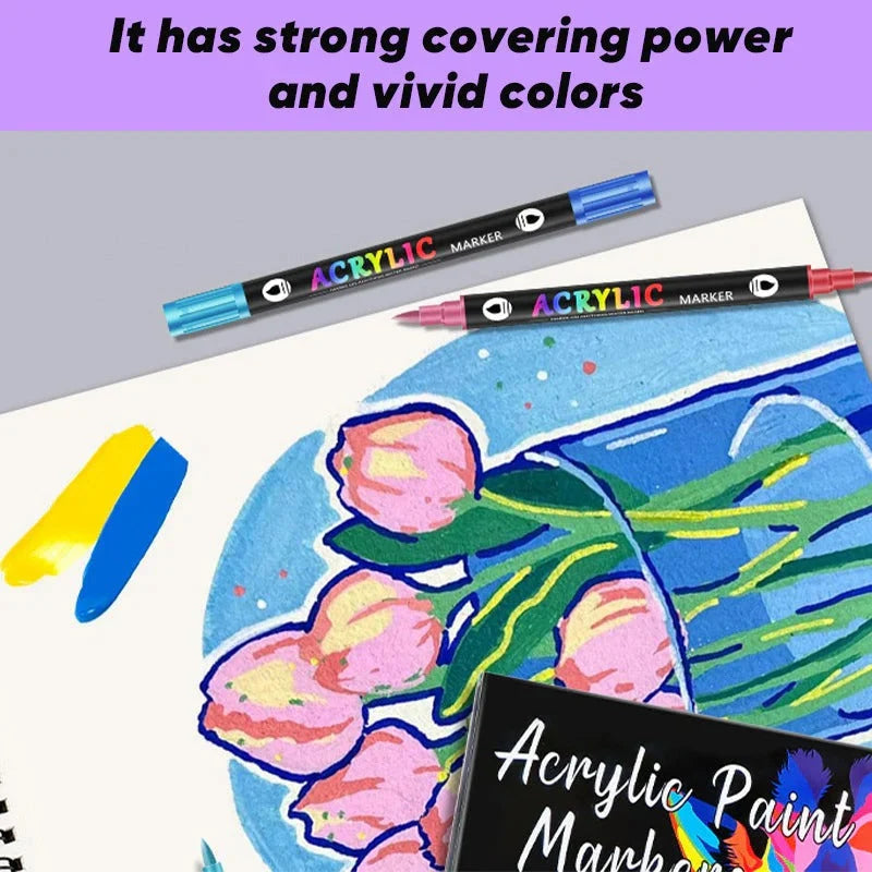 Acrylic Markers Dual-Tip Fine & Broad Quick-Drying Multi-Surface