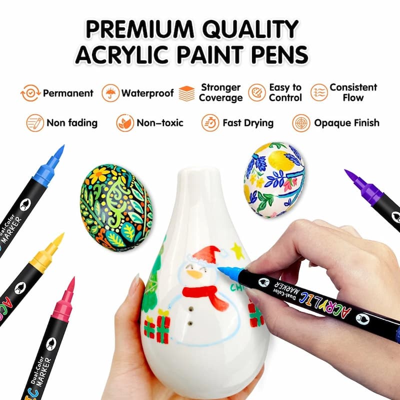 Acrylic Markers Dual-Tip Fine & Broad Quick-Drying Multi-Surface