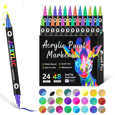 Acrylic Markers Dual-Tip Fine & Broad Quick-Drying Multi-Surface