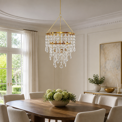 Acrylic Three-Layer Beaded Chandelier