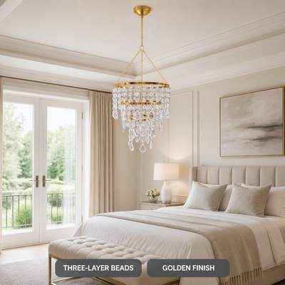 Acrylic Three-Layer Beaded Chandelier