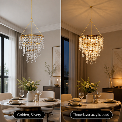 Acrylic Three-Layer Beaded Chandelier