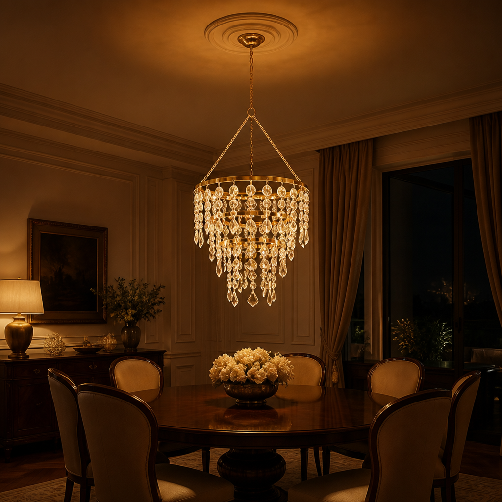 Acrylic Three-Layer Beaded Chandelier