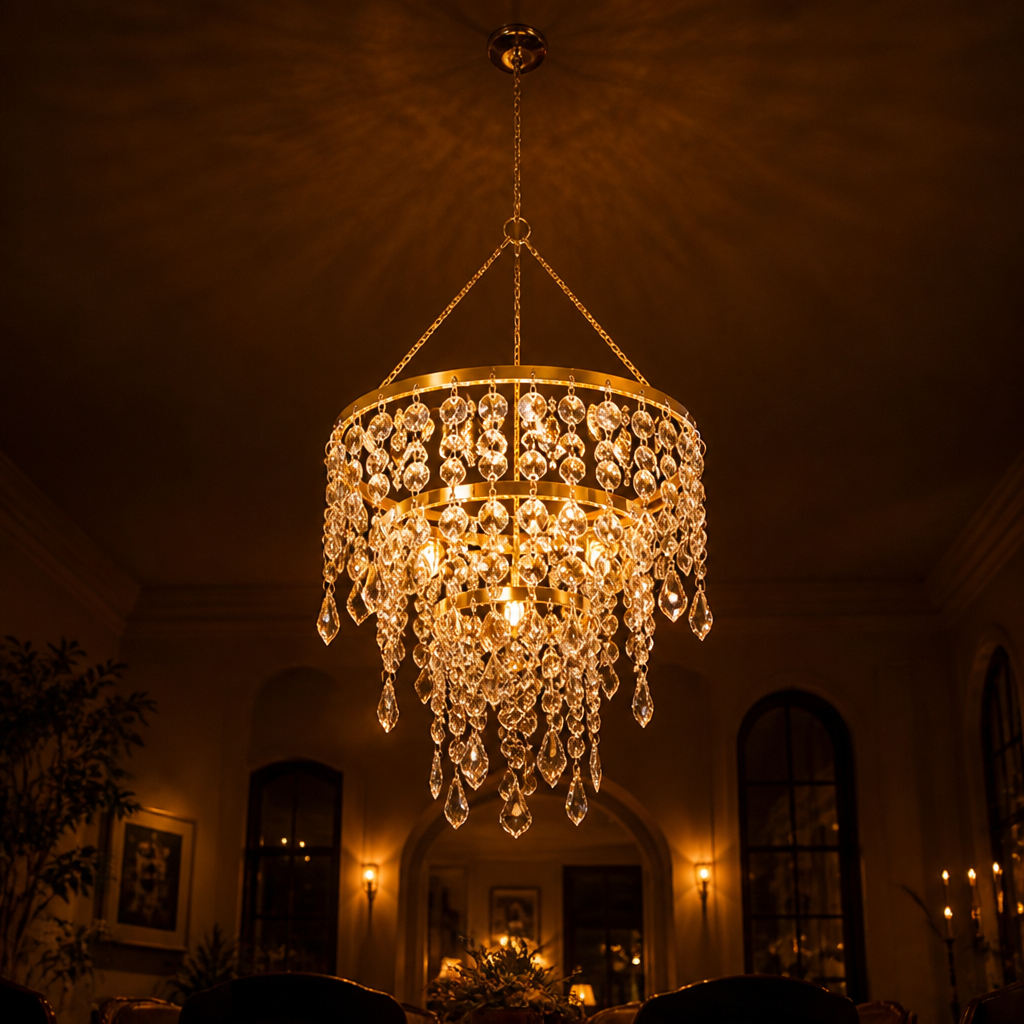 Acrylic Three-Layer Beaded Chandelier