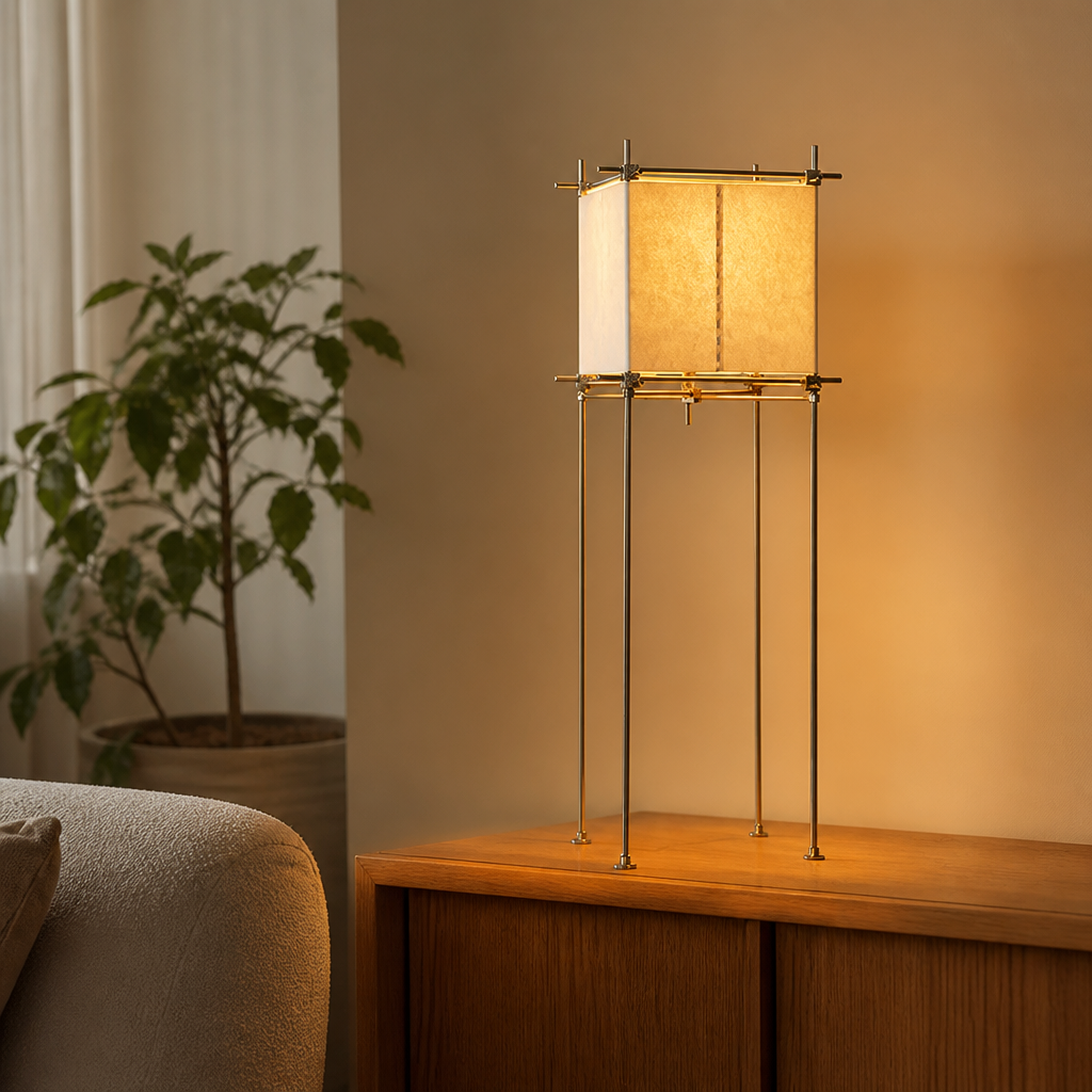 Adjustable Color Solid Wood Kraft-Paper Floor Lamp