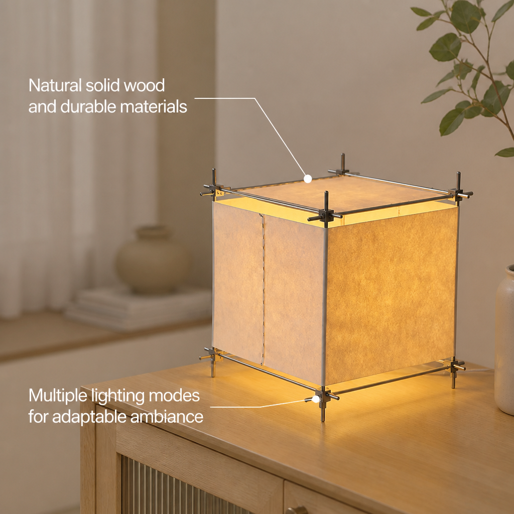 Adjustable Color Solid Wood Kraft-Paper Floor Lamp