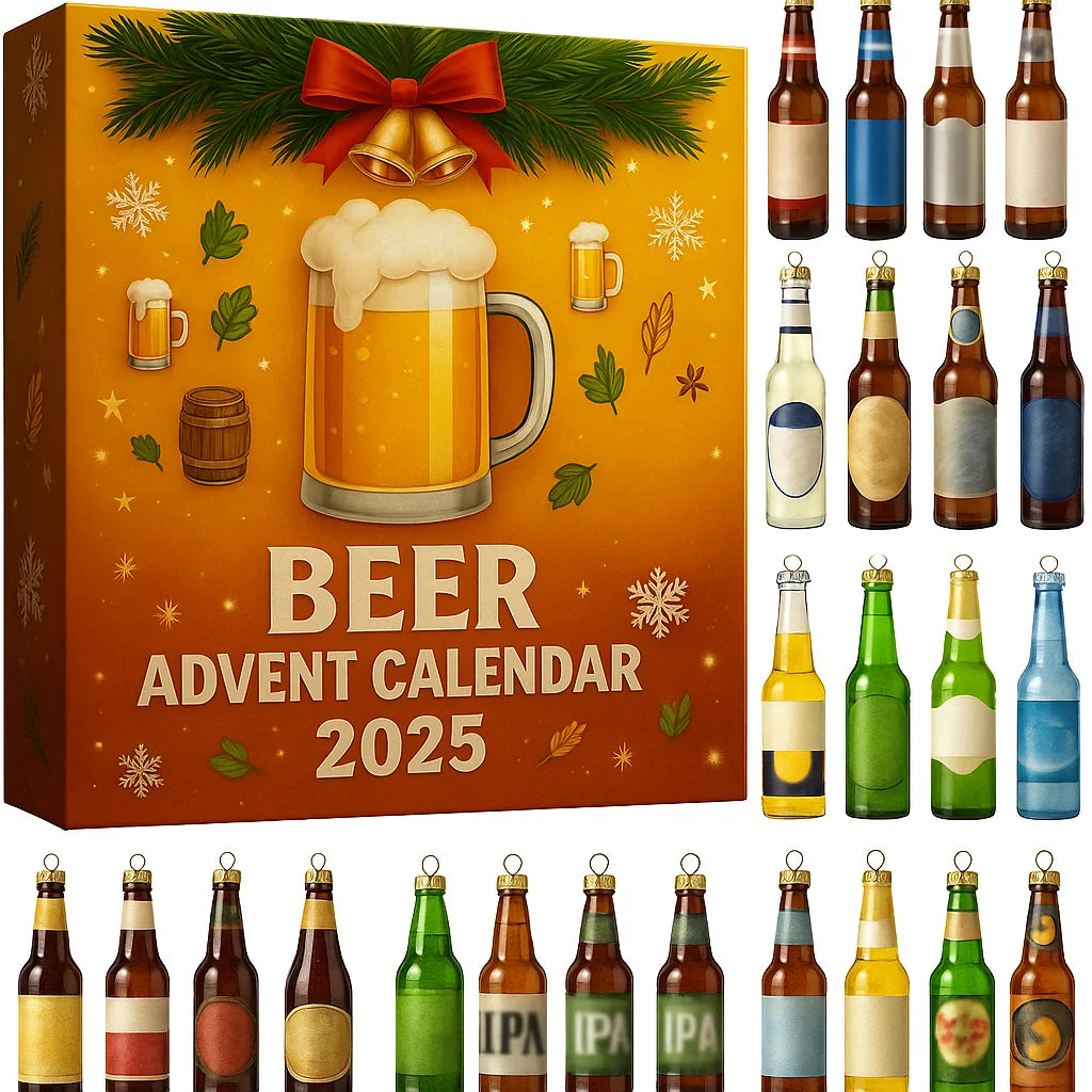 Advent Calendar 24 Resin Beer Bottle Ornaments