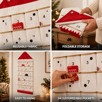 Advent Calendar Reusable Fabric 24 Pockets