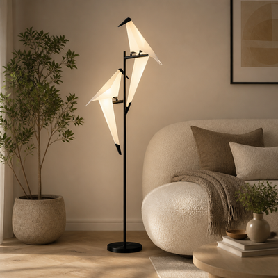 Art-Deco Gold LED Origami Bird Floor Lamp
