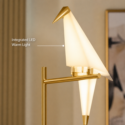 Art-Deco Gold LED Origami Bird Floor Lamp