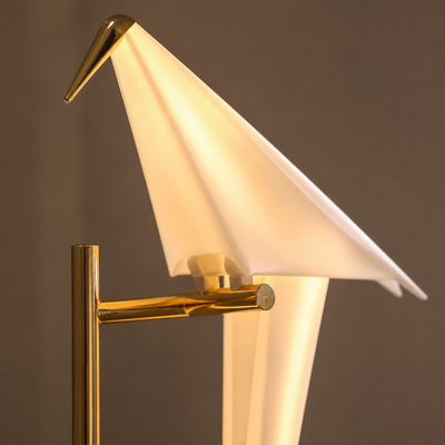 Art-Deco Gold LED Origami Bird Floor Lamp