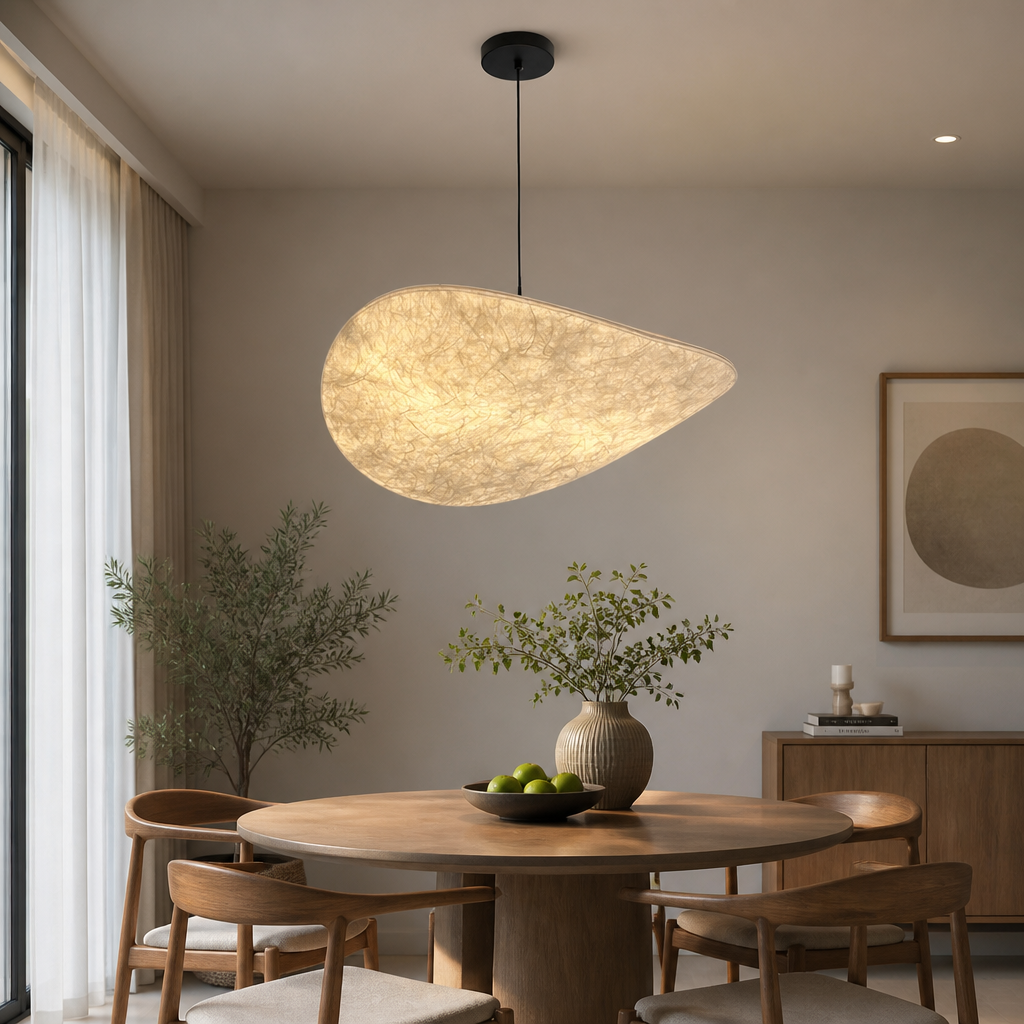 Art-Deco Silk LED Round Pendant Light