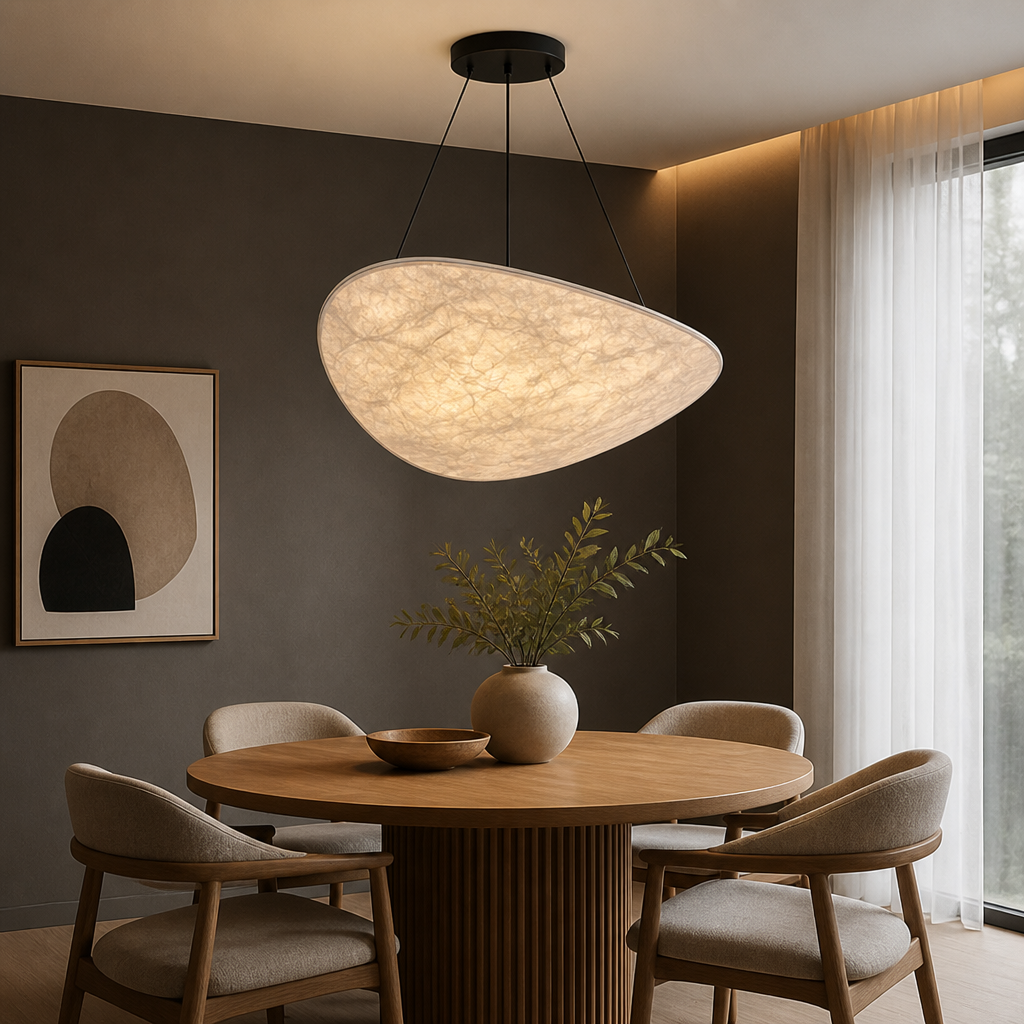 Art-Deco Silk LED Round Pendant Light