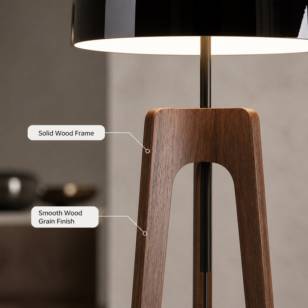 Art-Deco Wood LED Tripod Floor Lamp