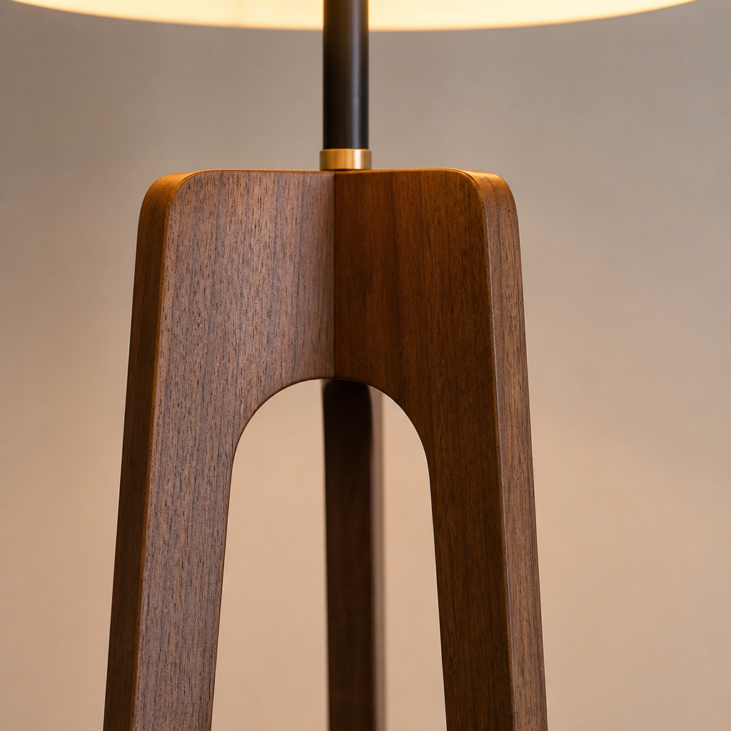Art-Deco Wood LED Tripod Floor Lamp