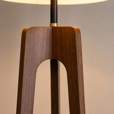 Art-Deco Wood LED Tripod Floor Lamp