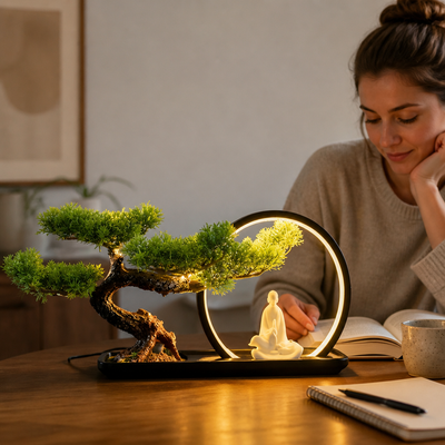Artificial Bonsai Tree Maintenance-Free LED Lighting USB & Battery