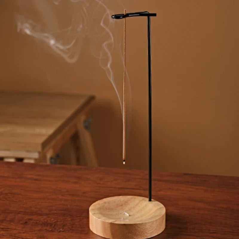 Backflow Incense Holder Natural Wood Heat-Resistant Base