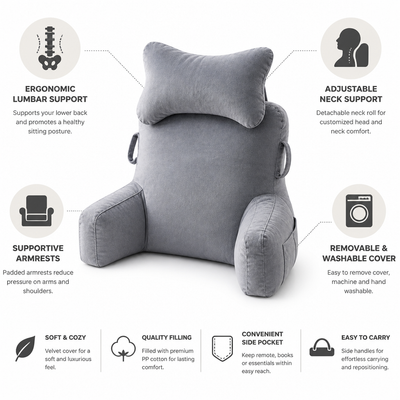 Backrest Pillow Ergonomic High Back Armrests & Neck Roll