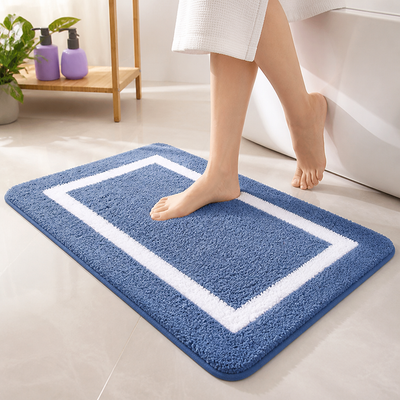 Bath Mat Microfiber Plush Anti-Slip Backing Machine Washable
