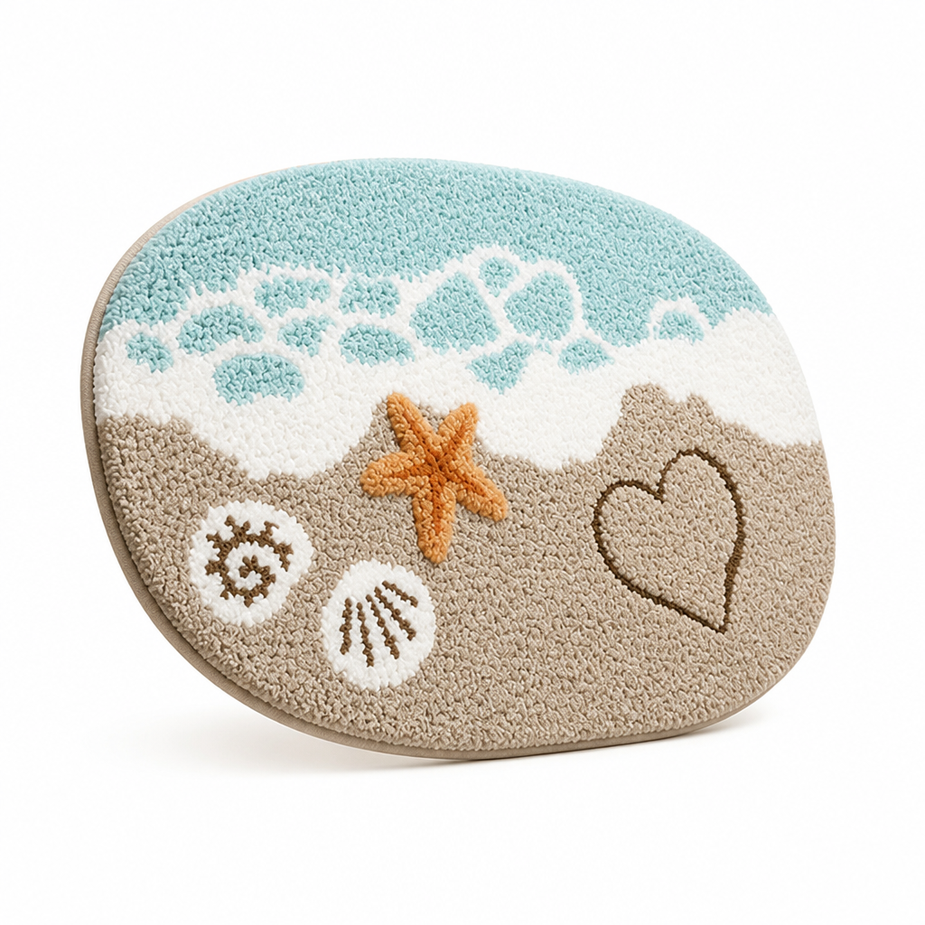 Bath Mat Oval Quick-Drying Microfiber Non-Slip Backing