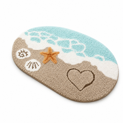 Bath Mat Oval Quick-Drying Microfiber Non-Slip Backing