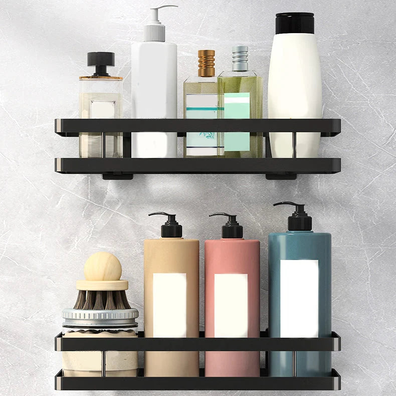 Bathroom Shelf Set Matte Black Rust-Resistant Mounting Kit