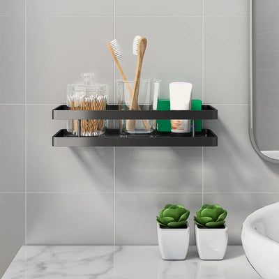 Bathroom Shelf Set Matte Black Rust-Resistant Mounting Kit