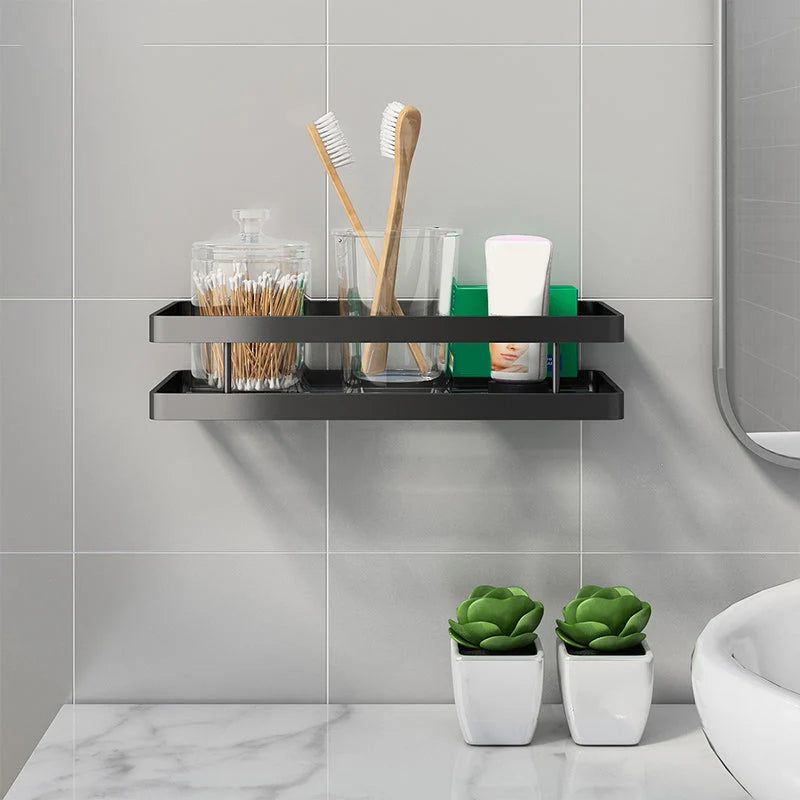 Bathroom Shelf Set Matte Black Rust-Resistant Mounting Kit