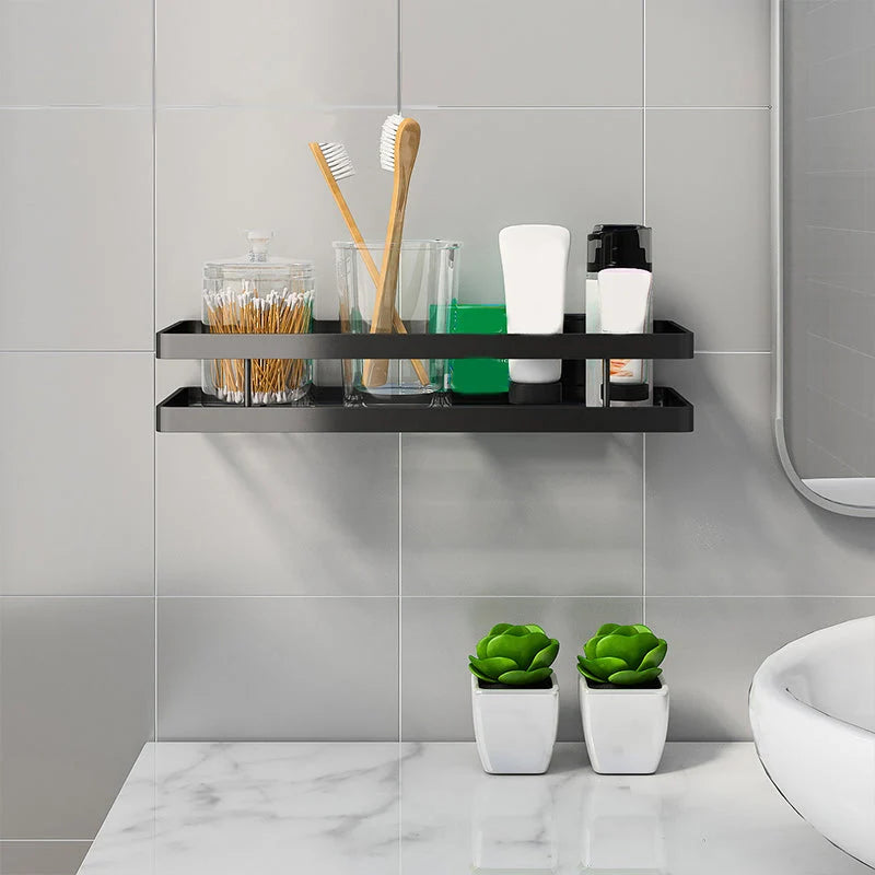 Bathroom Shelf Set Matte Black Rust-Resistant Mounting Kit
