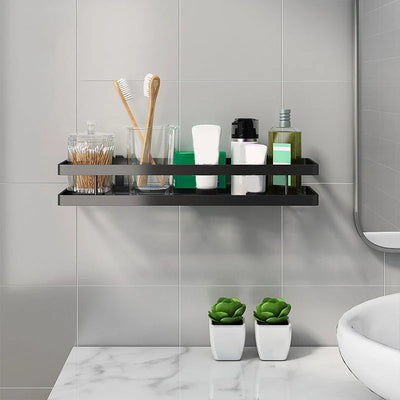 Bathroom Shelf Set Matte Black Rust-Resistant Mounting Kit