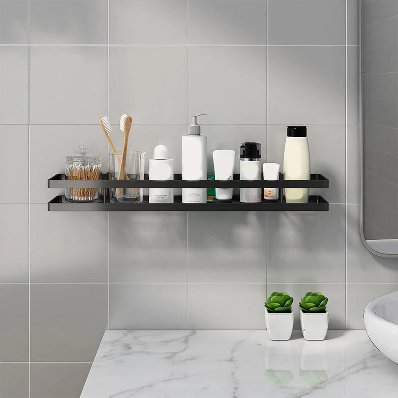 Bathroom Shelf Set Matte Black Rust-Resistant Mounting Kit