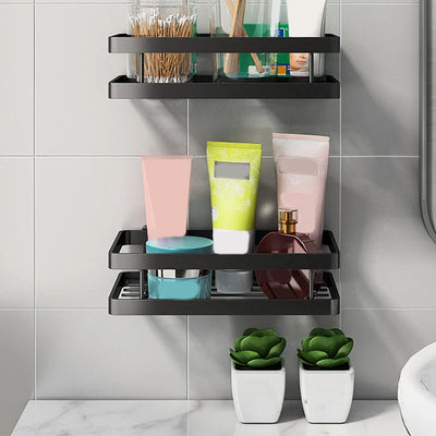 Bathroom Shelf Set Matte Black Rust-Resistant Mounting Kit