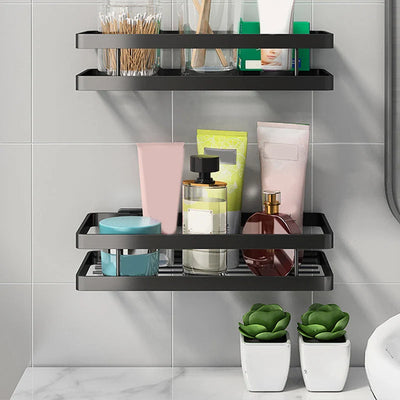 Bathroom Shelf Set Matte Black Rust-Resistant Mounting Kit
