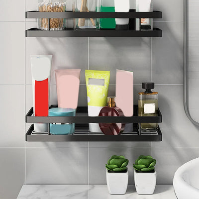 Bathroom Shelf Set Matte Black Rust-Resistant Mounting Kit