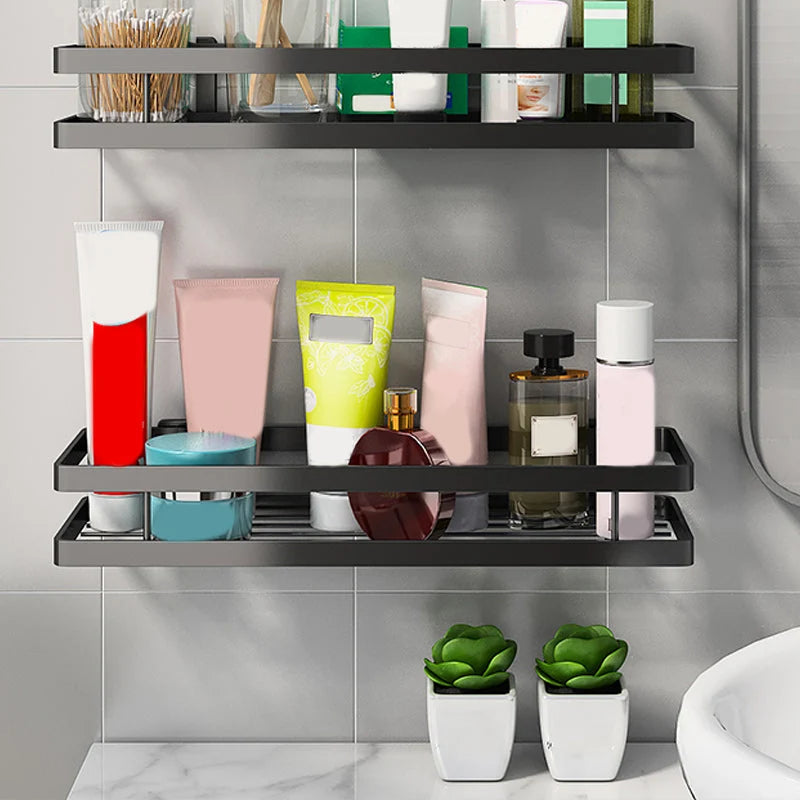 Bathroom Shelf Set Matte Black Rust-Resistant Mounting Kit
