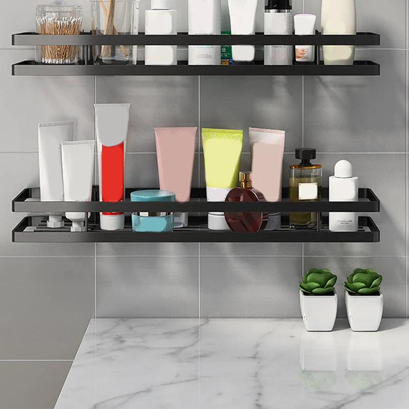 Bathroom Shelf Set Matte Black Rust-Resistant Mounting Kit