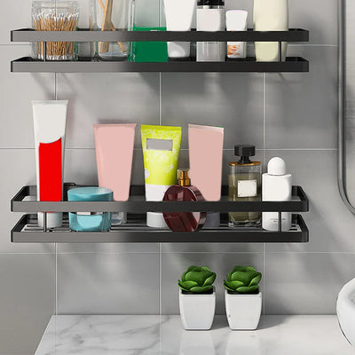 Bathroom Shelf Set Matte Black Rust-Resistant Mounting Kit