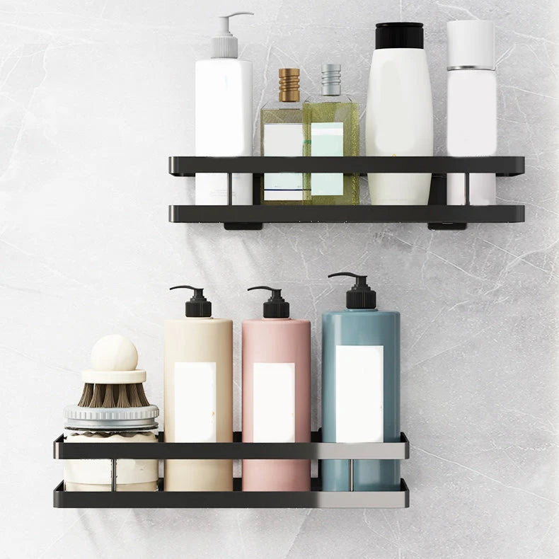 Bathroom Shelf Set Matte Black Rust-Resistant Mounting Kit