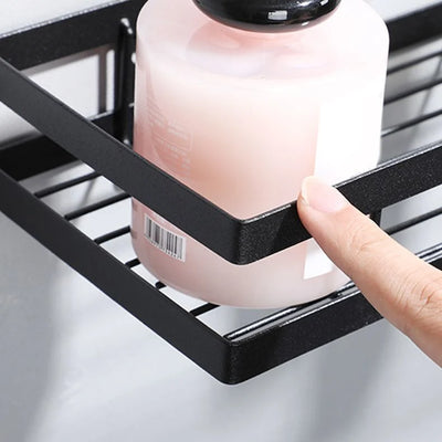 Bathroom Shelf Set Matte Black Rust-Resistant Mounting Kit