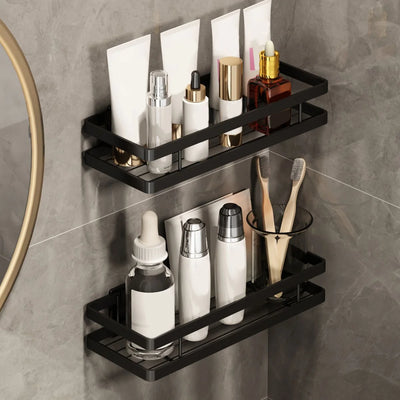 Bathroom Shelf Set Matte Black Rust-Resistant Mounting Kit