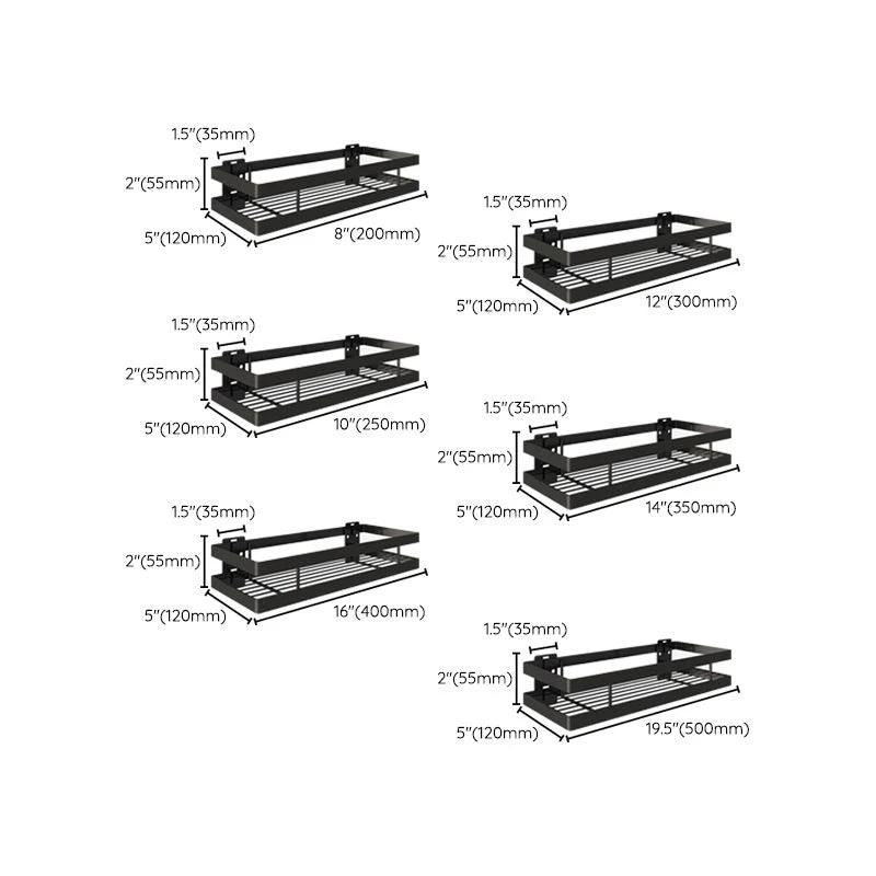 Bathroom Shelf Set Matte Black Rust-Resistant Mounting Kit
