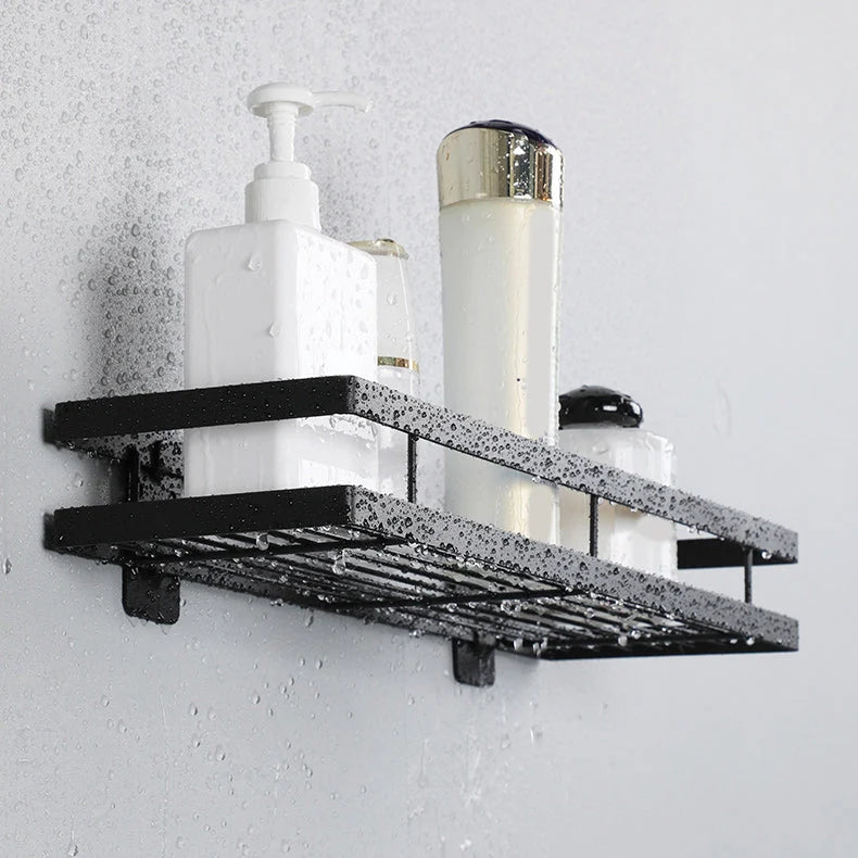 Bathroom Shelf Set Matte Black Rust-Resistant Mounting Kit