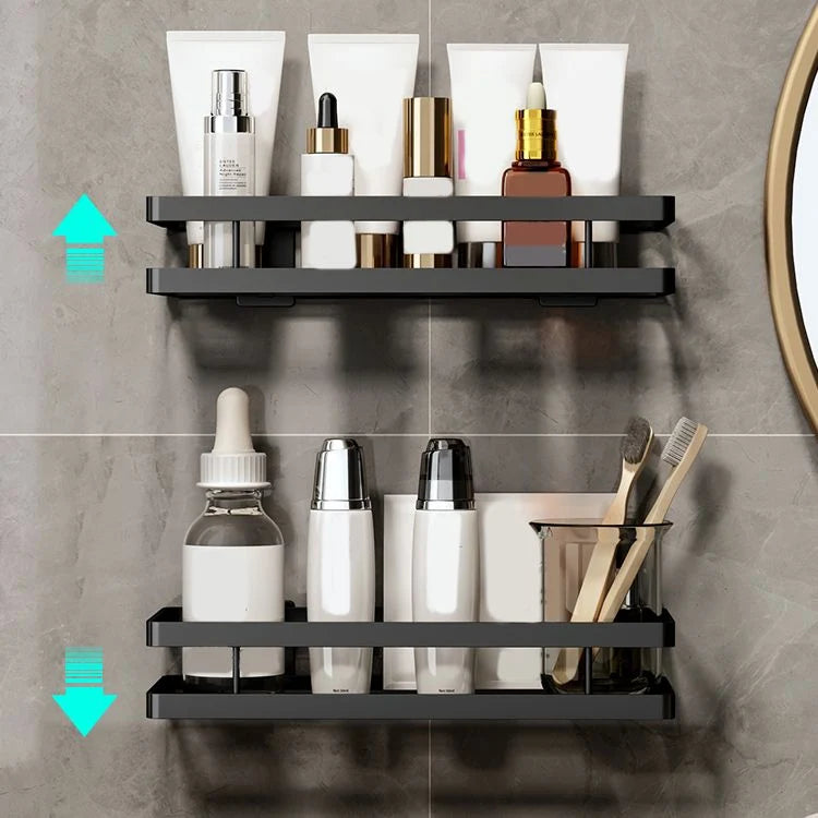 Bathroom Shelf Set Matte Black Rust-Resistant Mounting Kit