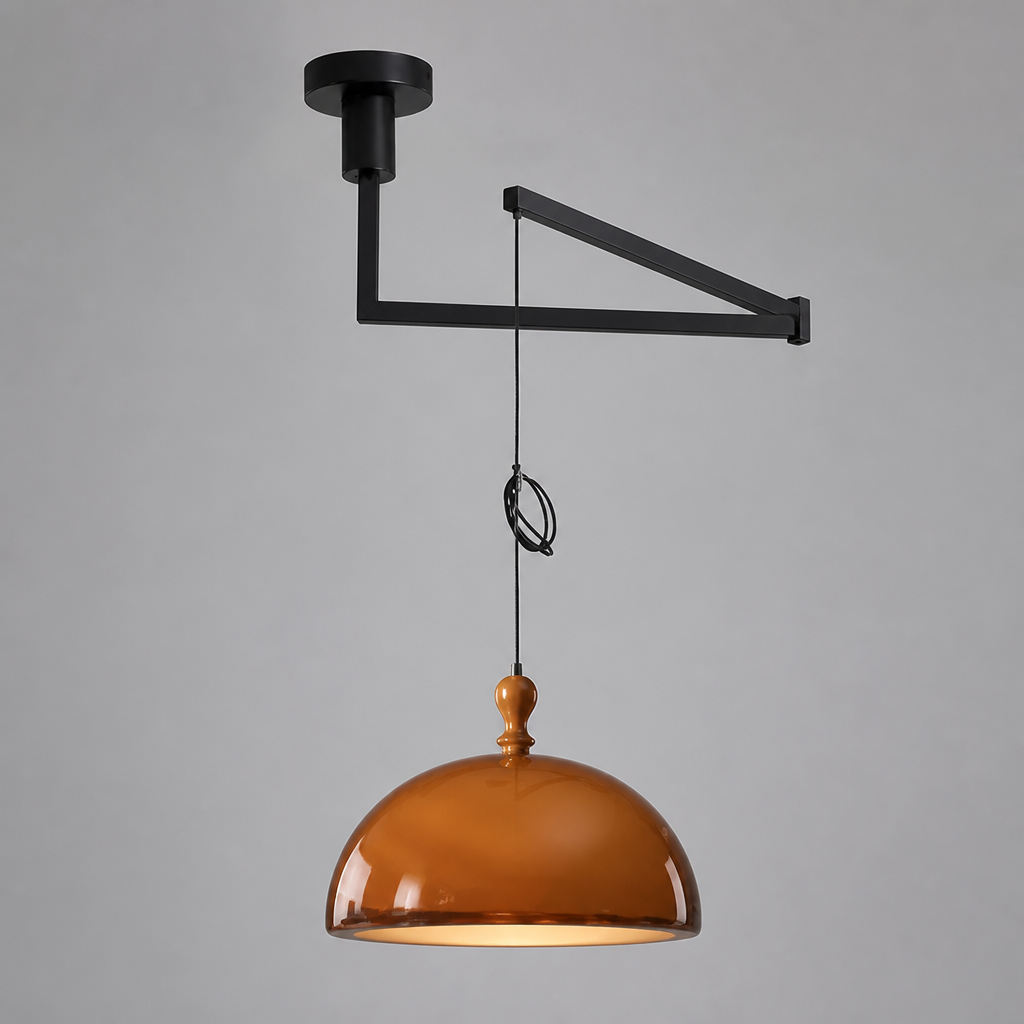 Bauhaus-Style Brown LED Adjustable Hanging Pendant Light