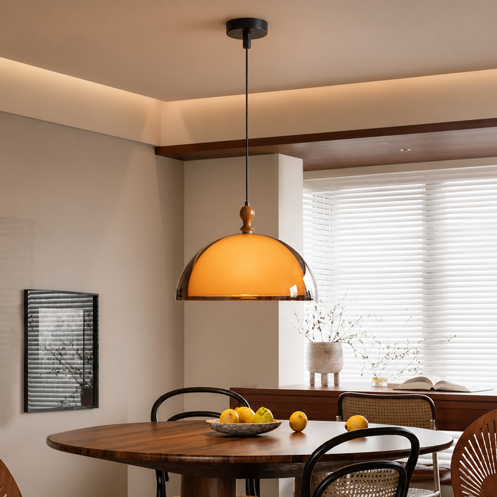 Bauhaus-Style Brown LED Adjustable Hanging Pendant Light